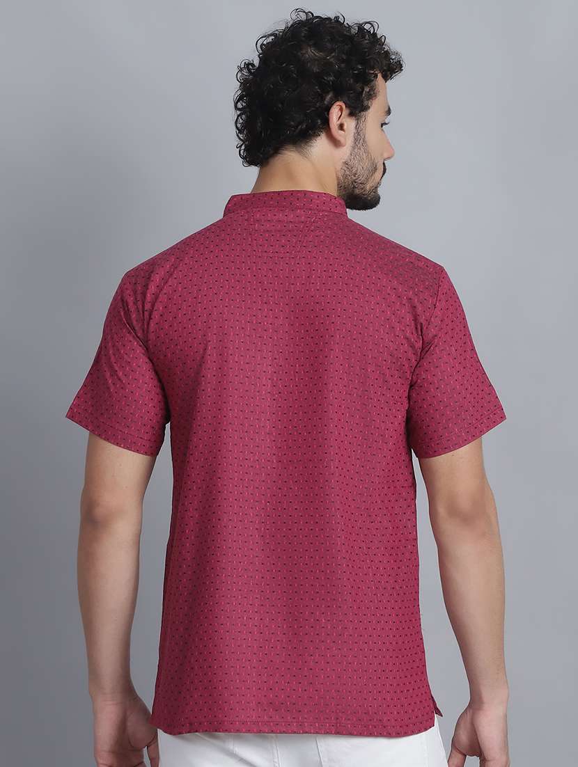 men self design mandarin neck short kurta - 22182635 -  Standard Image - 2