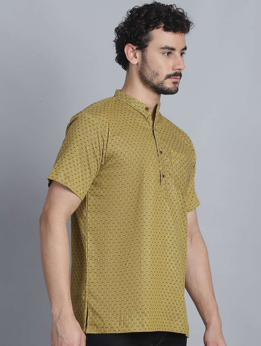 men self design mandarin neck short kurta - 22182639 -  Standard Image - 2
