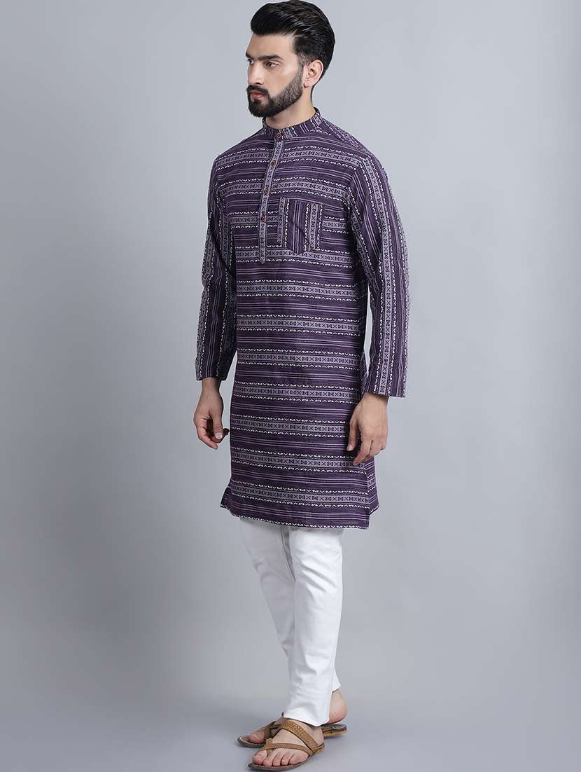 men self design mandarin neck long kurta - 22182642 -  Standard Image - 2
