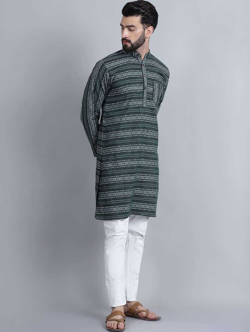 men self design mandarin neck long kurta - 22182644 -  Standard Image - 2