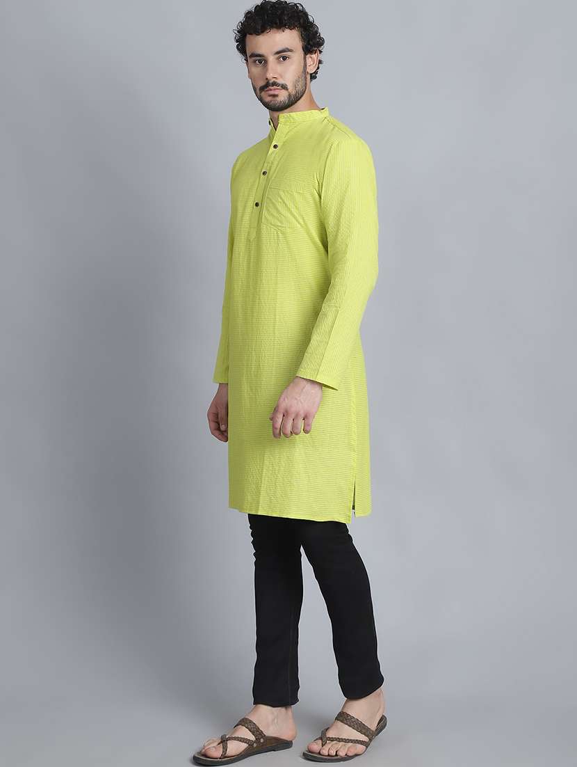 men striped mandarin neck long kurta - 22182670 -  Standard Image - 2