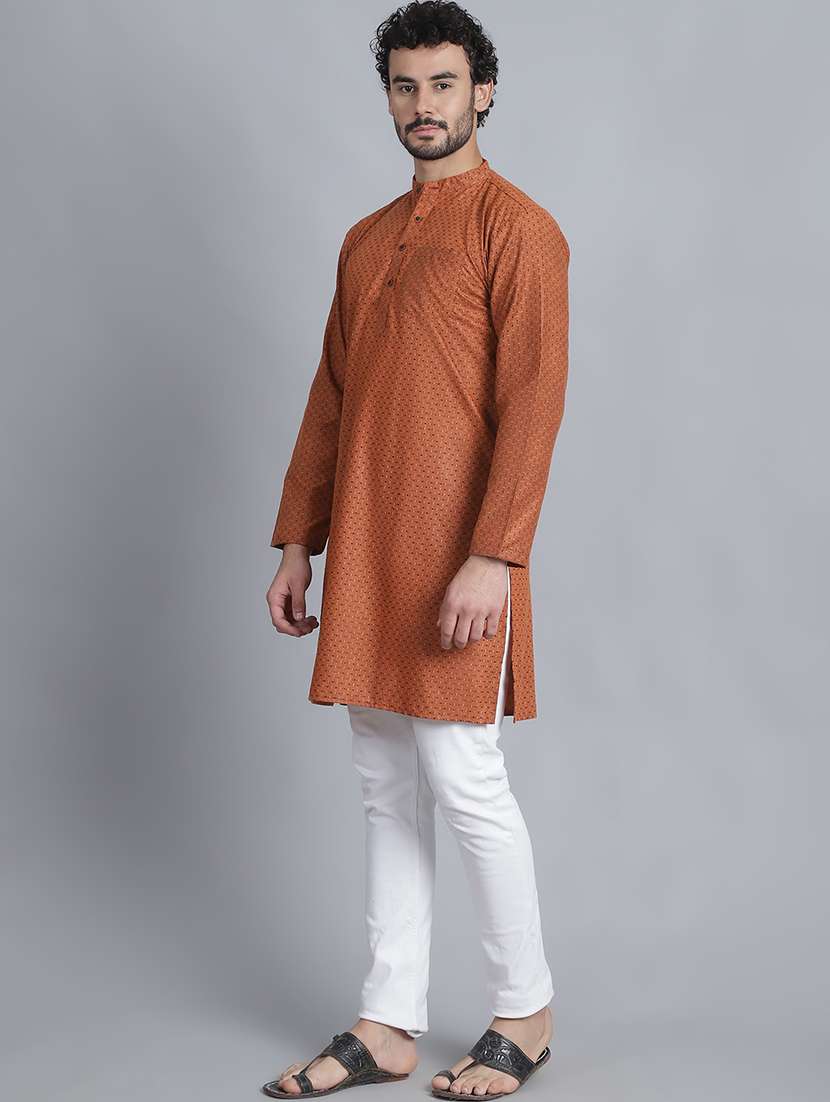 men self design mandarin neck long kurta - 22182674 -  Standard Image - 2