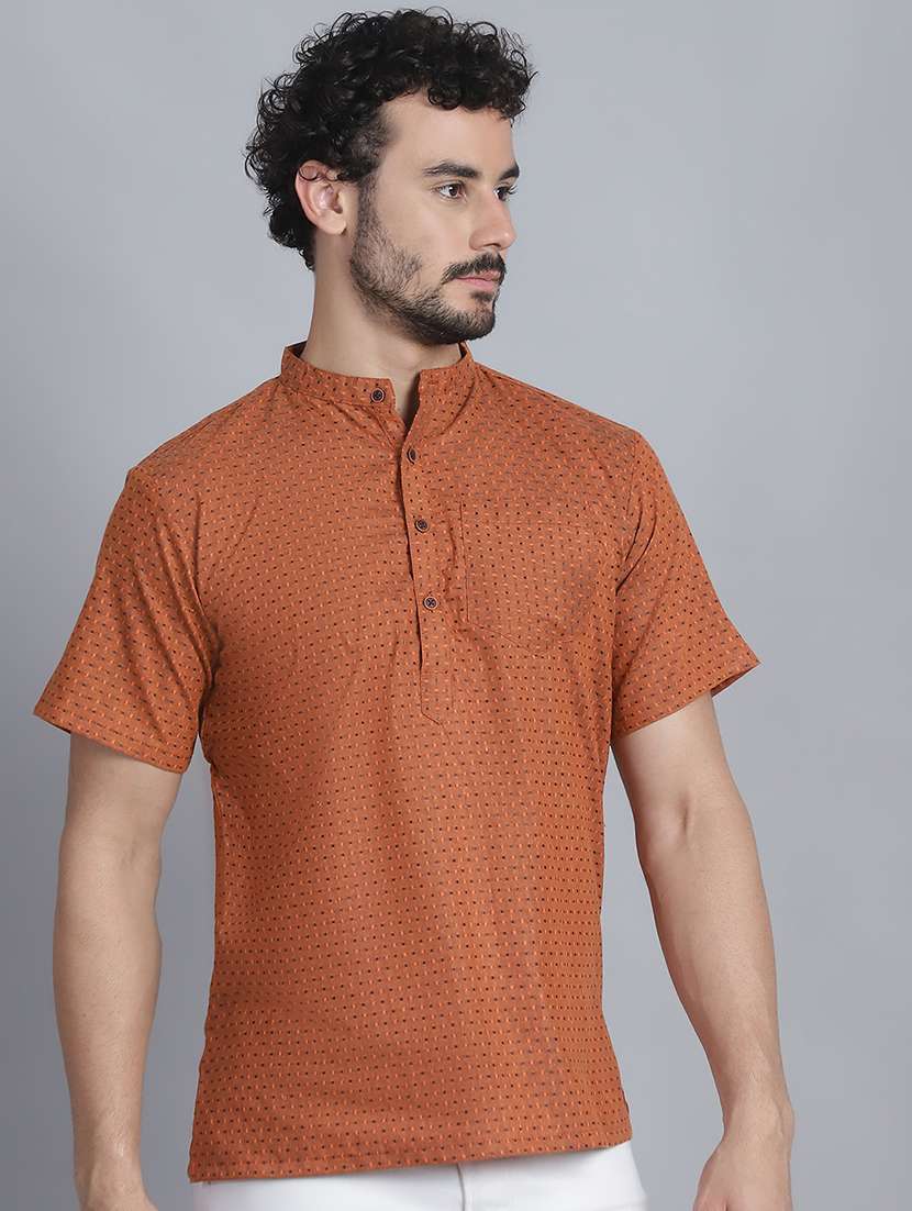 men self design mandarin neck short kurta - 22182675 -  Standard Image - 2