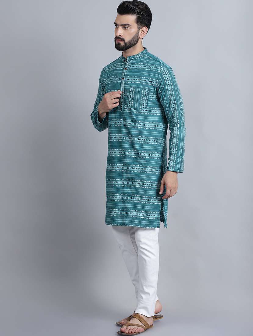 men self design mandarin neck long kurta - 22182678 -  Standard Image - 2