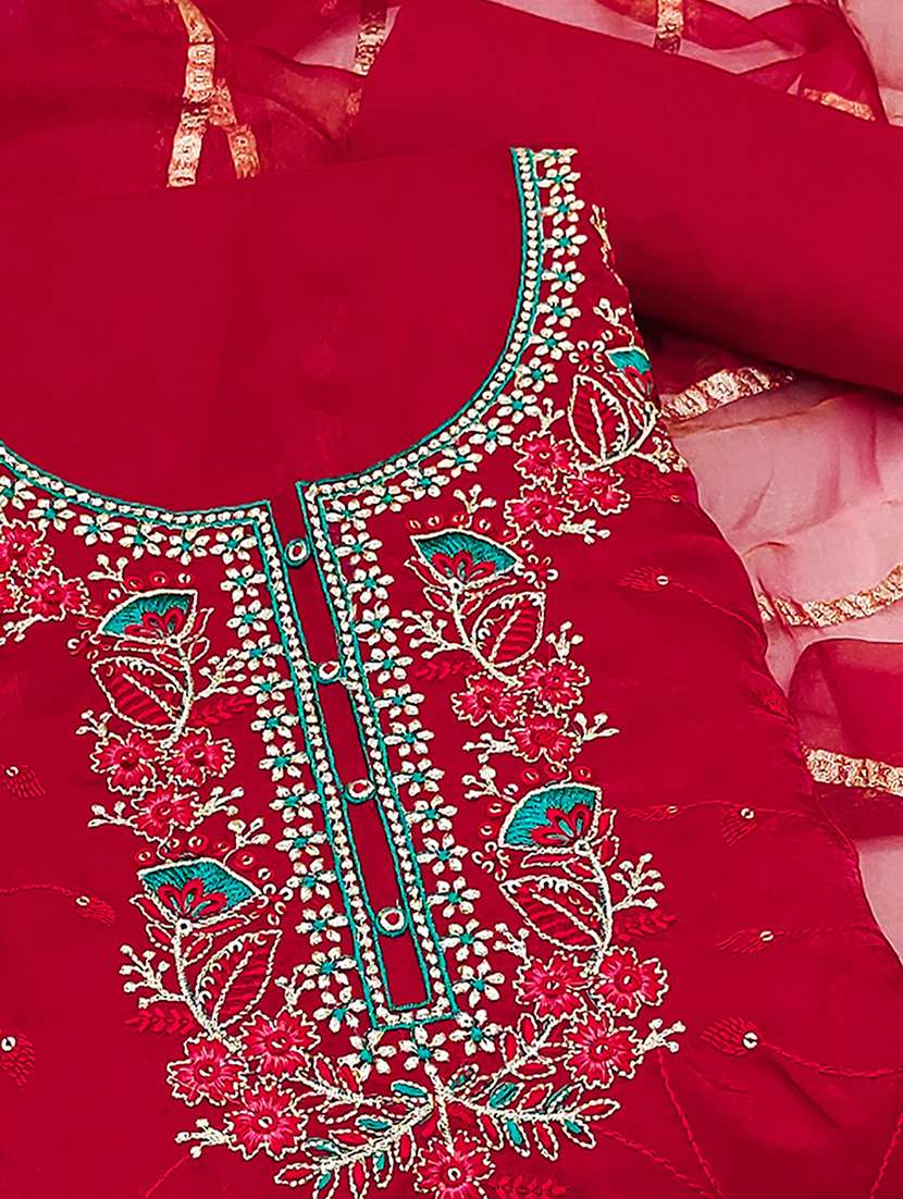 women solid with work embroidered unstitched suit set - 22182688 -  Standard Image - 2