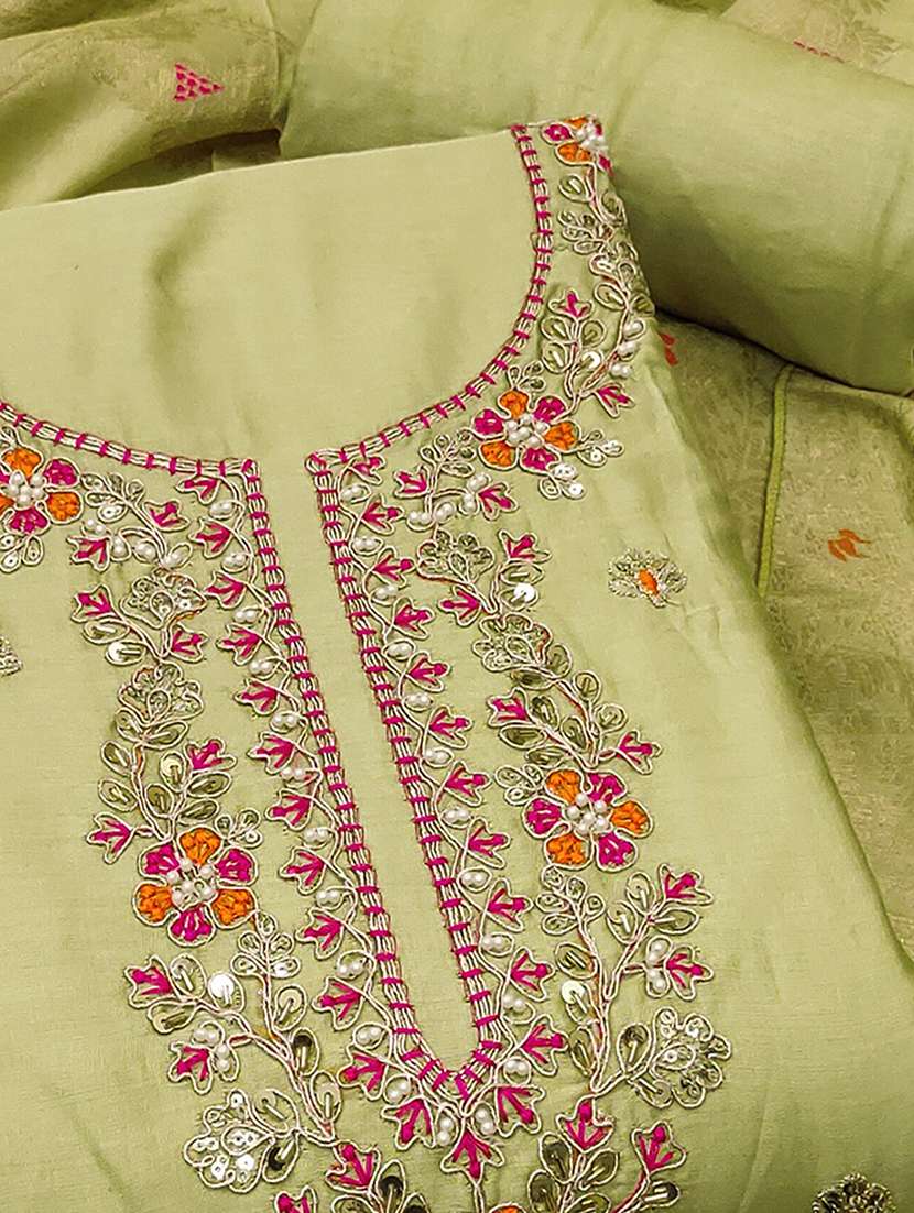 women solid with work embroidered unstitched suit set - 22182702 -  Standard Image - 2