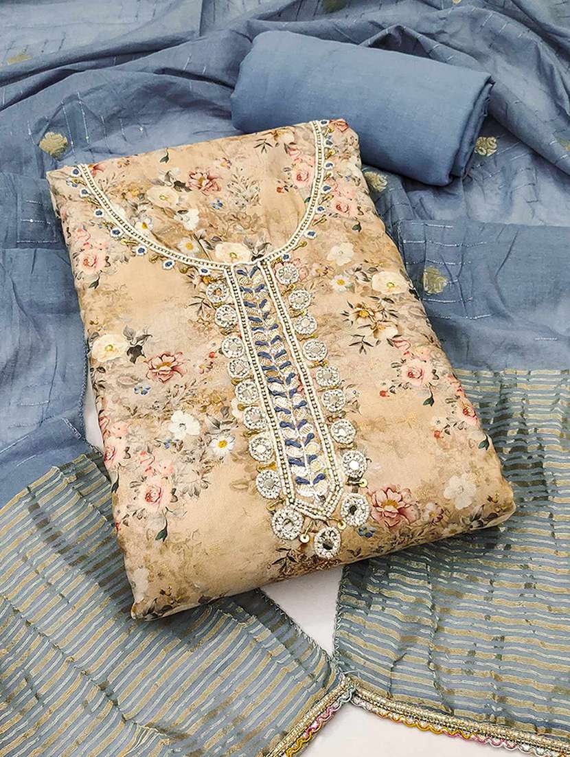 women floral embroidered unstitched suit set