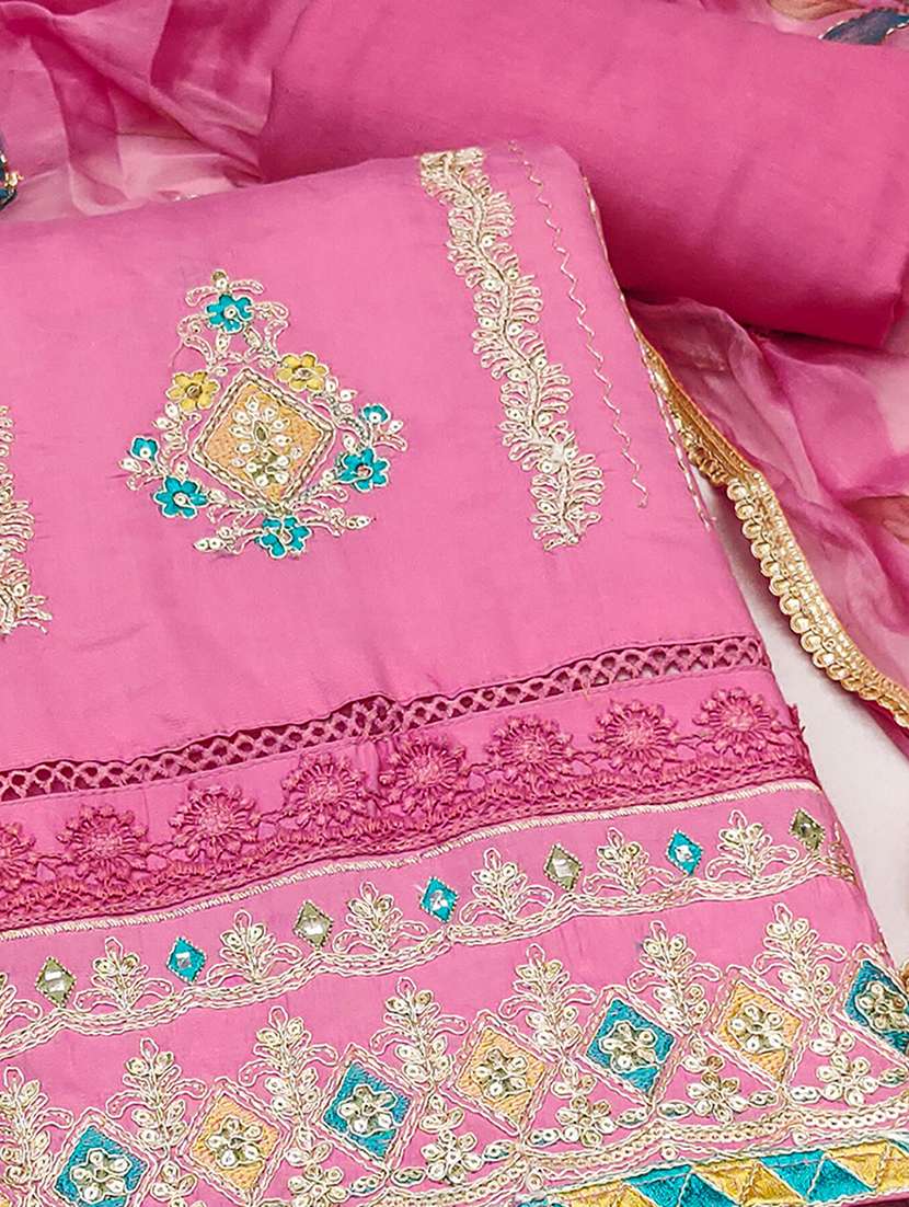 women solid with work embroidered unstitched suit set - 22182719 -  Standard Image - 2