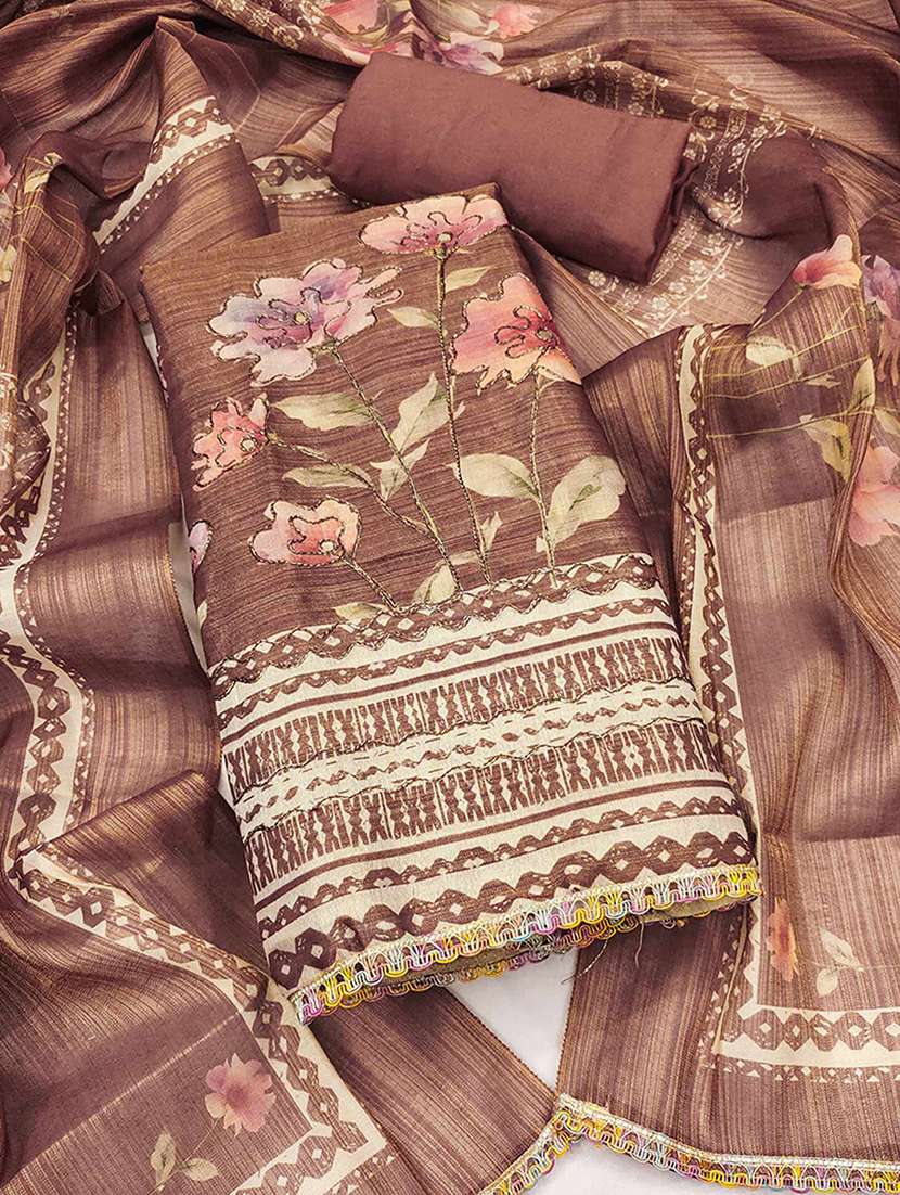 women floral embroidered unstitched suit set