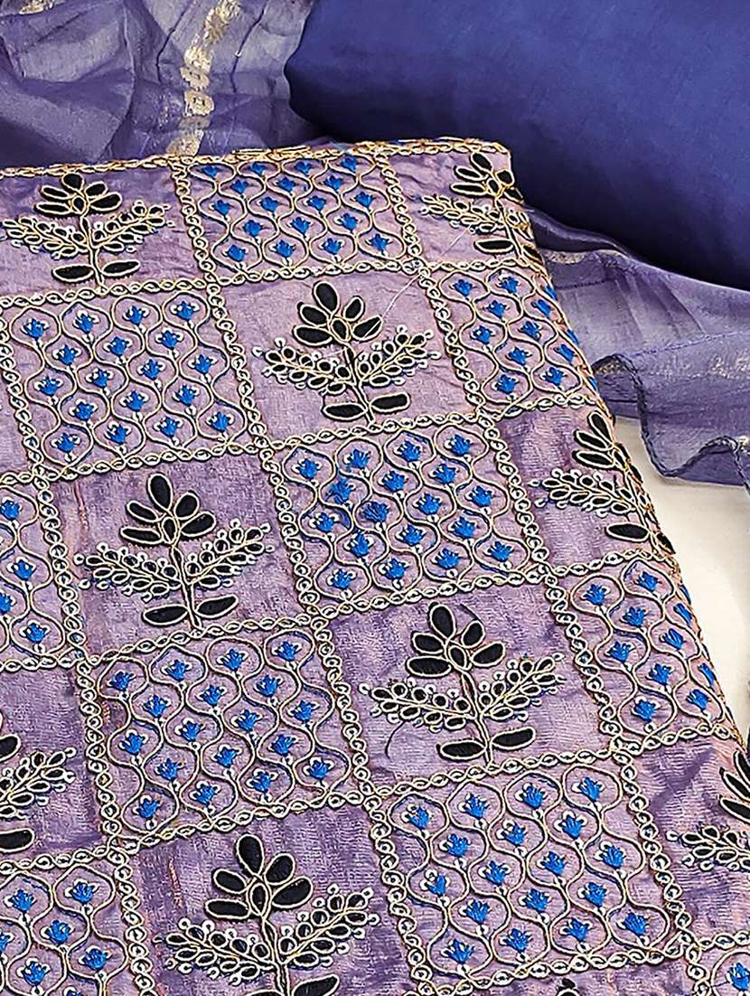 women solid with work embroidered unstitched suit set - 22182729 -  Standard Image - 2