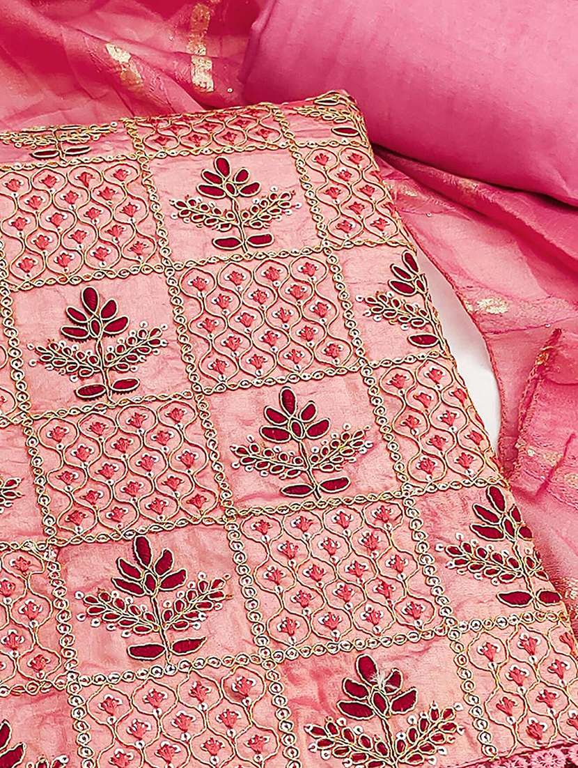 women solid with work embroidered unstitched suit set - 22182731 -  Standard Image - 2