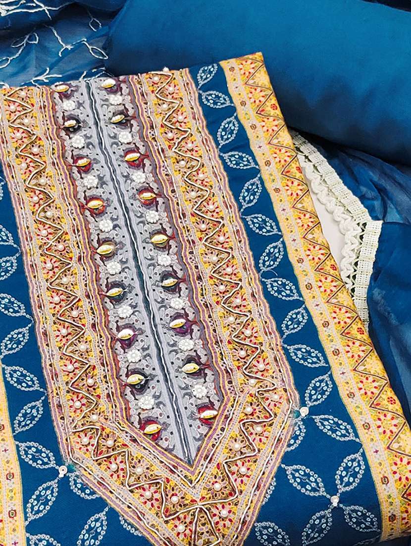 women printed embroidered unstitched suit set - 22182736 -  Standard Image - 2