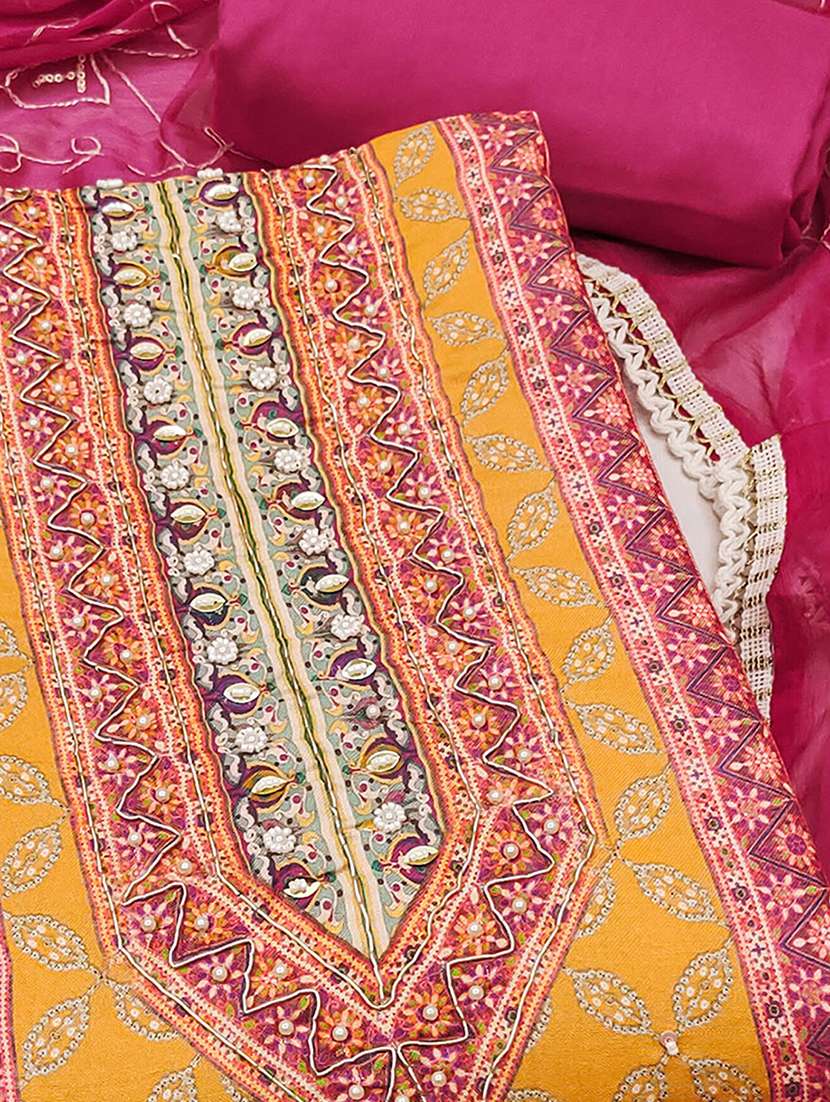 women printed embroidered unstitched suit set - 22182739 -  Standard Image - 2
