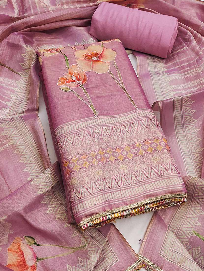 women floral embroidered unstitched suit set