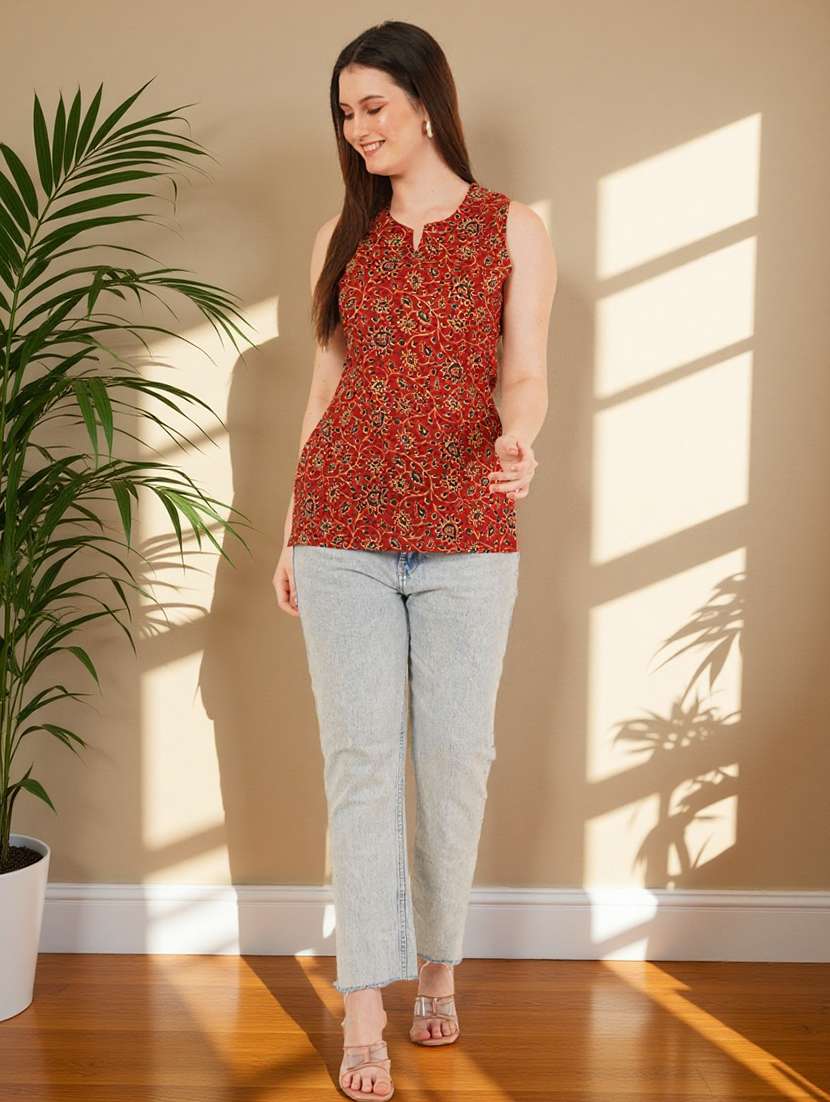 women printed sleeveless straight kurti - 22182797 -  Standard Image - 7