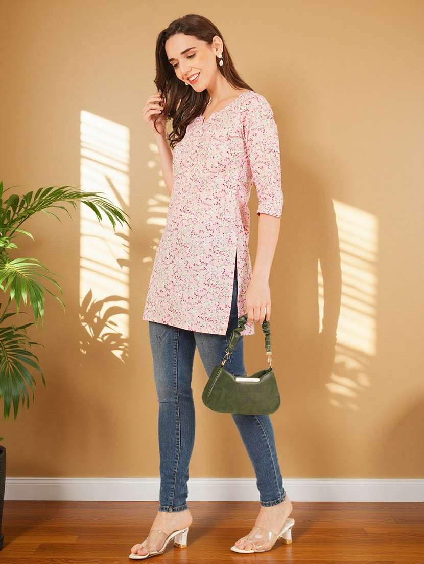 women printed three quarter sleeve straight kurti - 22182821 -  Standard Image - 7