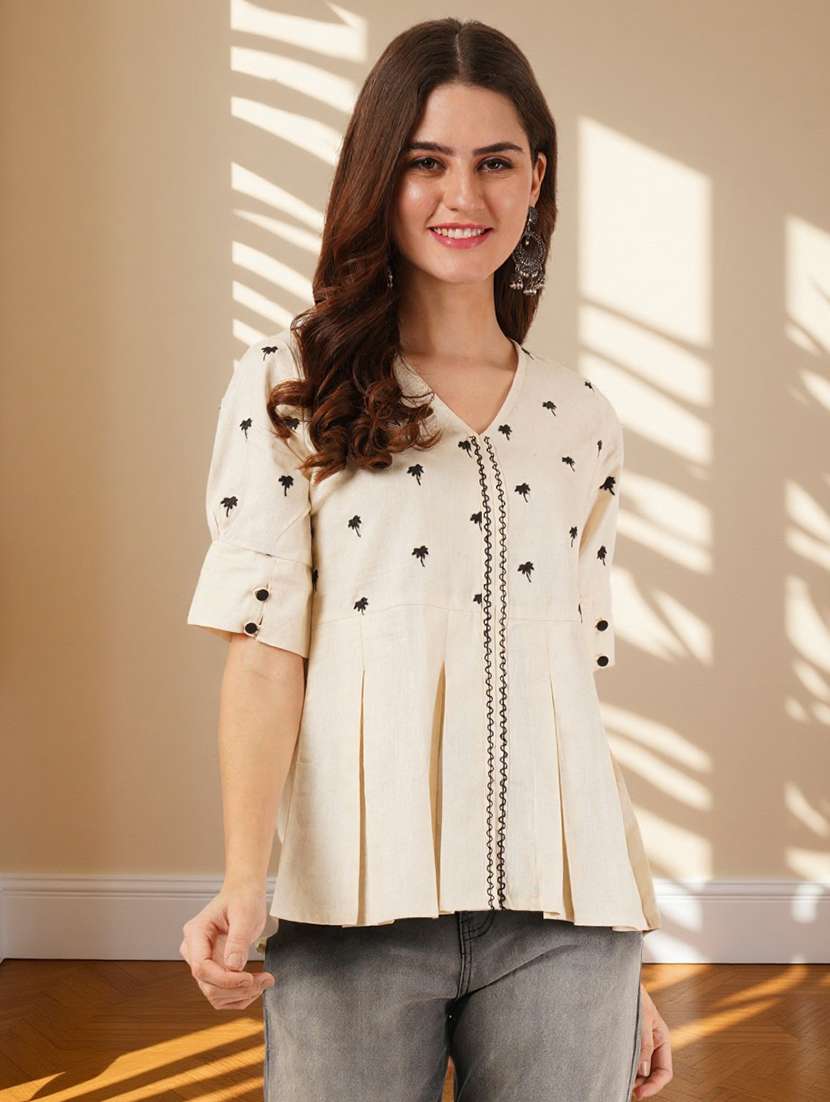 women embroidered puff sleeve peplum top - 22182824 -  Standard Image - 2