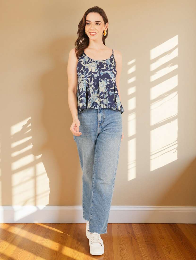 women floral print shoulder strap peplum top - 22182842 -  Standard Image - 7