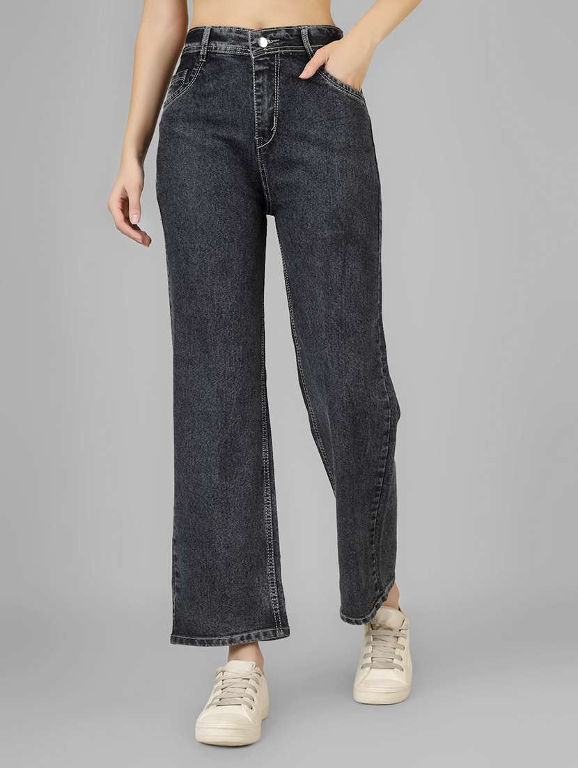 women solid mid rise straight fit jean - 22182849 -  Standard Image - 2