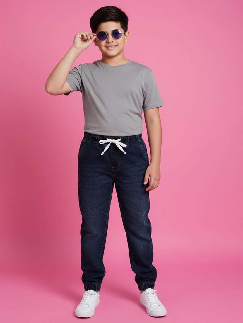 boys solid mid rise denim jogger - 22182860 -  Standard Image - 2
