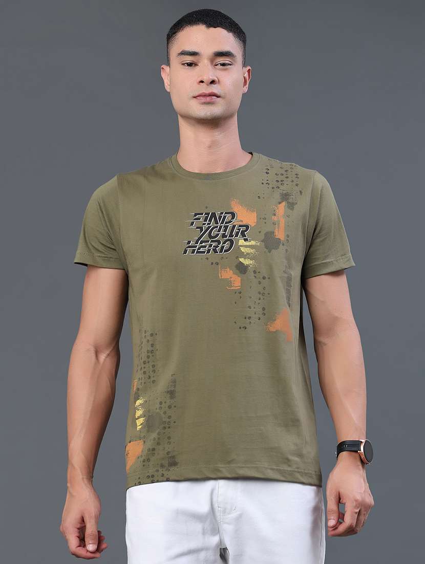 men printed round neck regular t-shirt - 22182900 -  Standard Image - 2