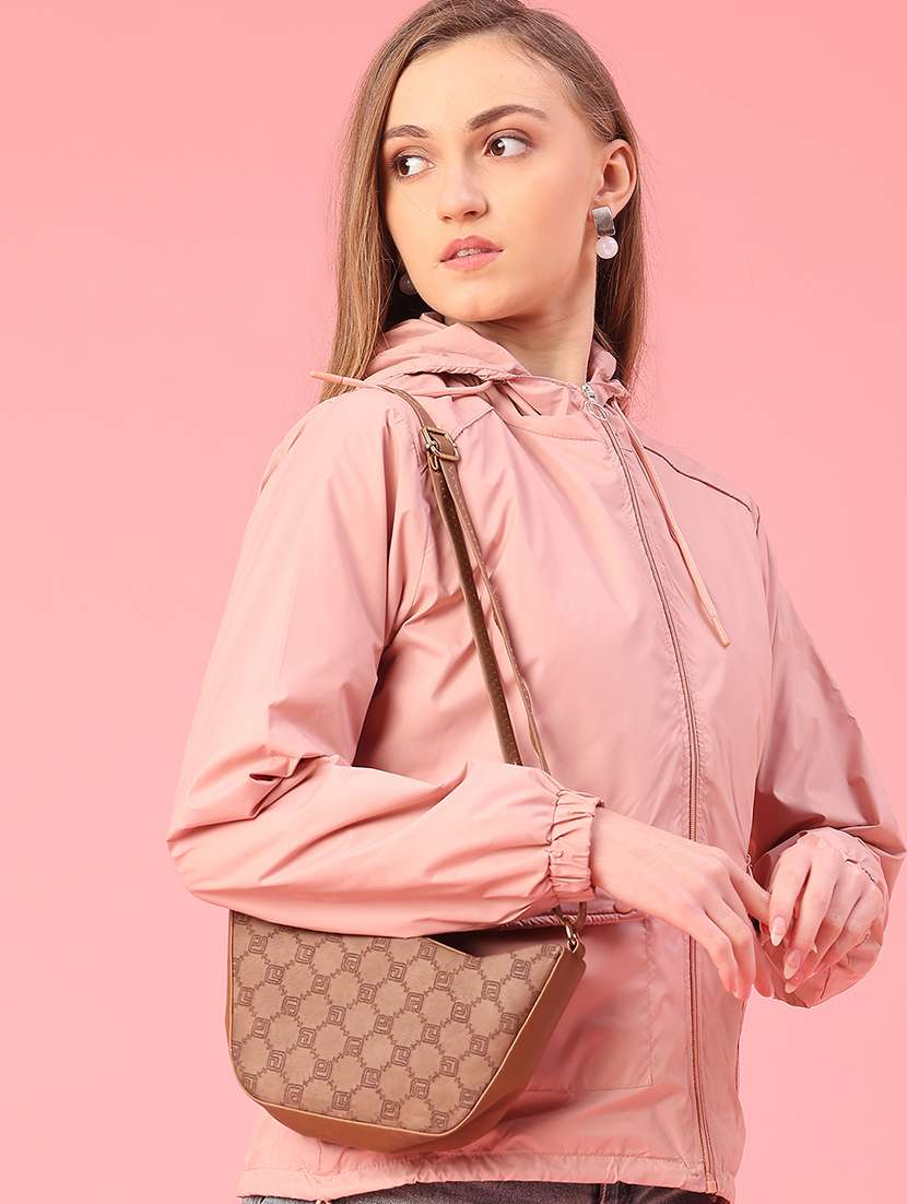 women solid long sleeve hooded windcheater jacket