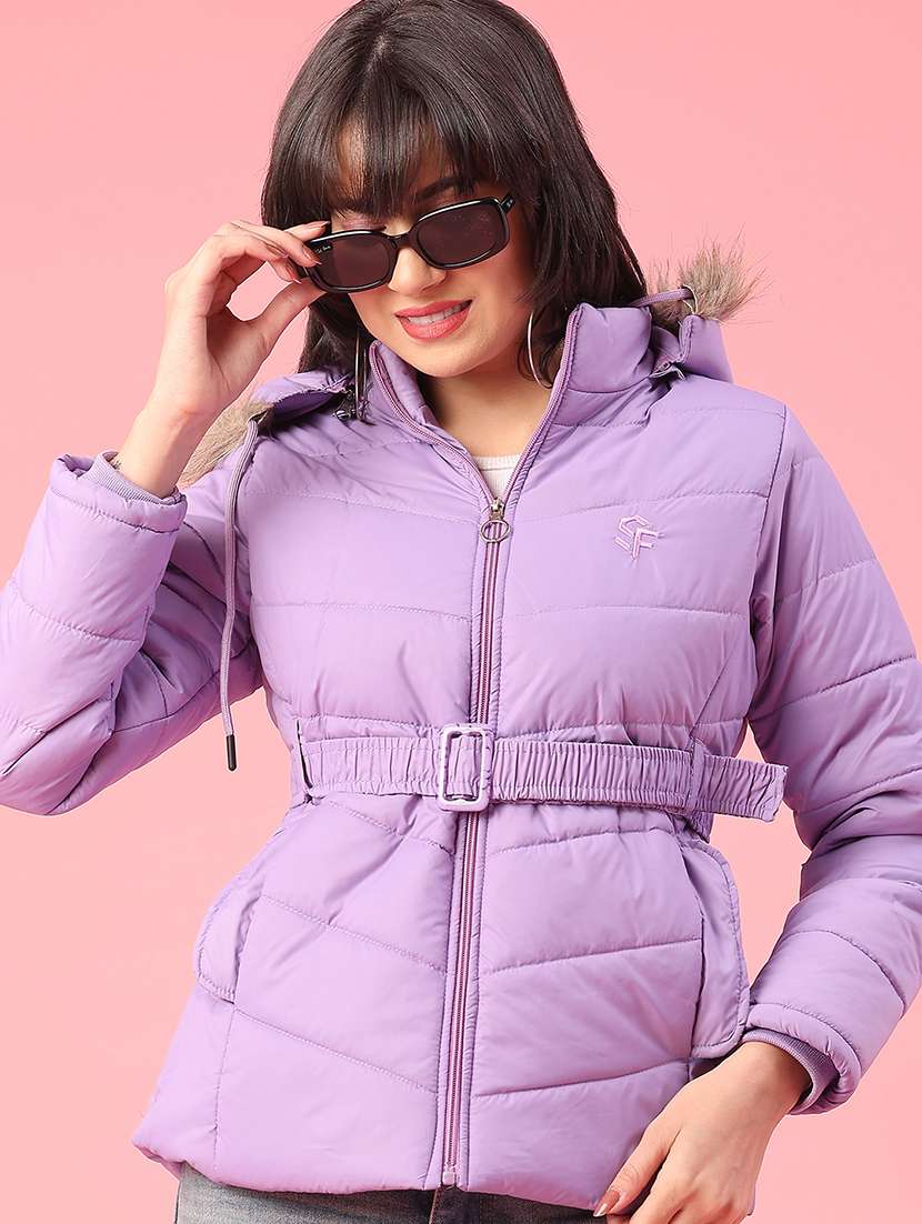 women solid long sleeve puffer jacket