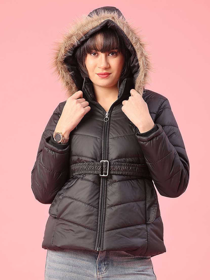 women solid long sleeve puffer jacket - 22182929 -  Standard Image - 2