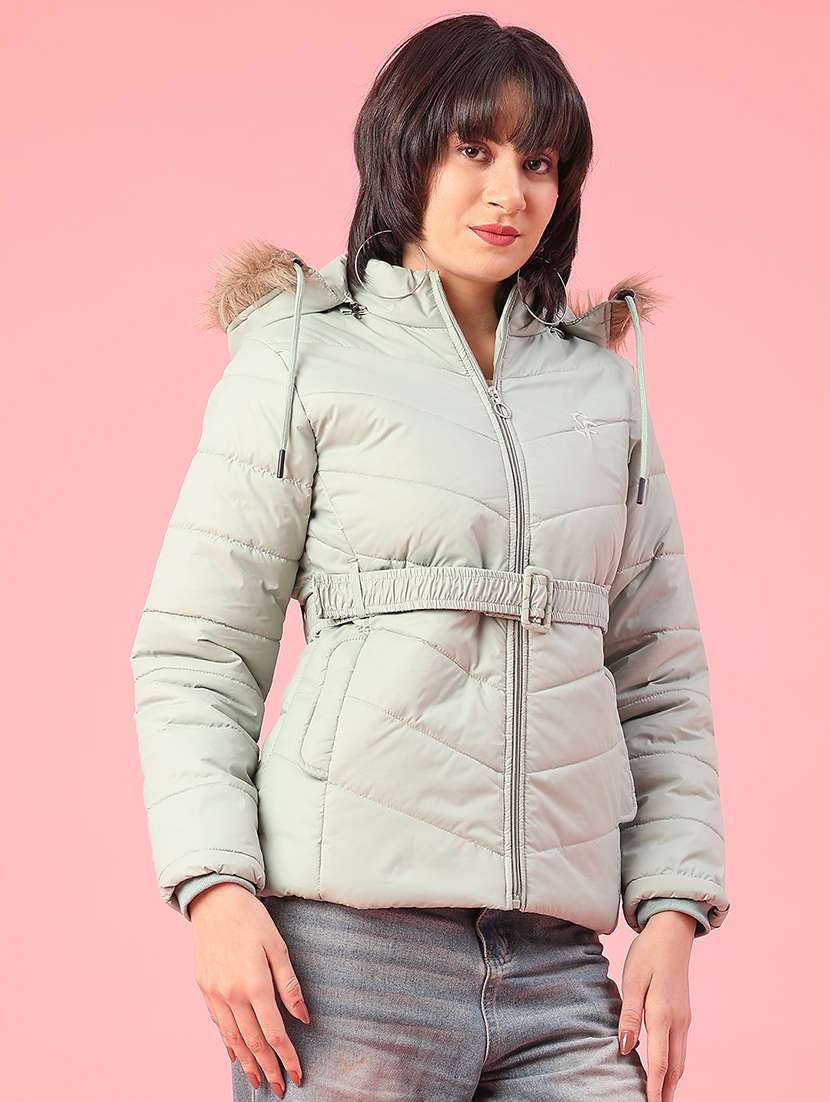 women solid long sleeve puffer jacket - 22182930 -  Standard Image - 2