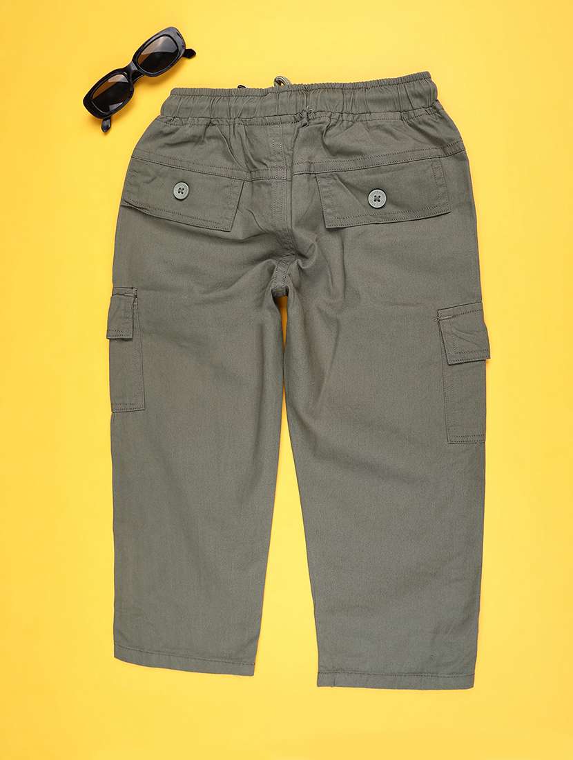 Boys Solid Mid Rise Cargo - 22182940 -  Standard Image - 2