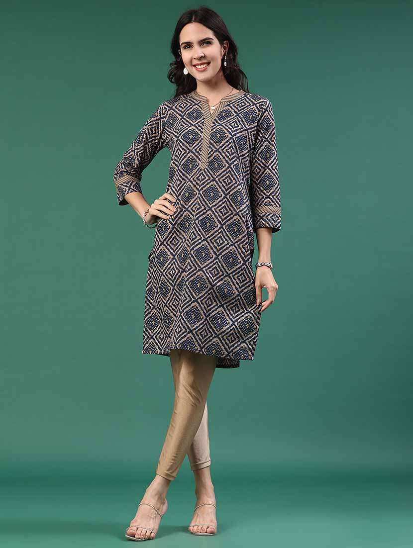 women navy blue cotton straight kurta - 22182949 -  Standard Image - 2