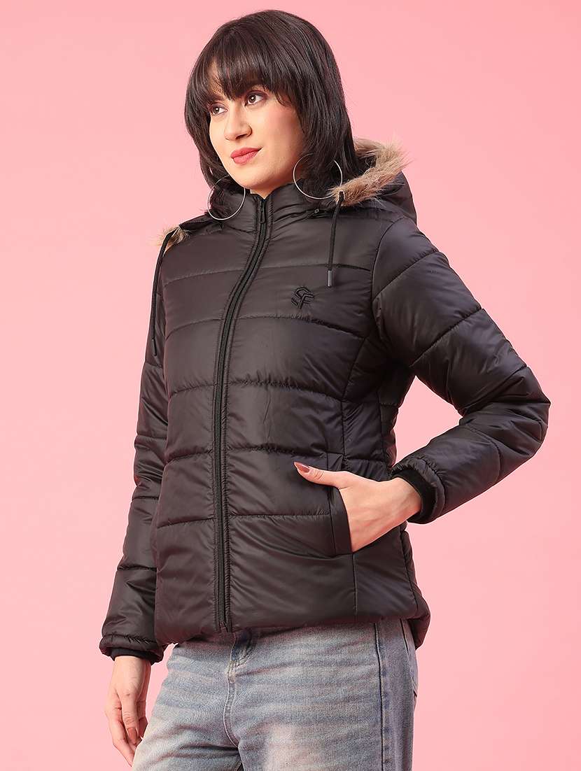 women solid long sleeve puffer jacket - 22182952 -  Standard Image - 2