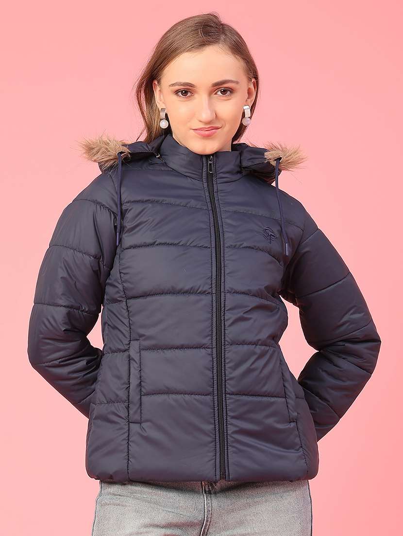 women solid long sleeve hooded puffer jacket - 22182953 -  Standard Image - 2