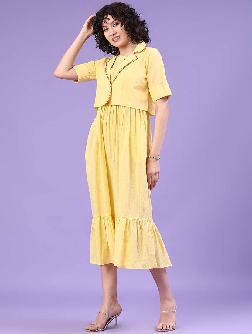 women embroidered shoulder strap tiered dress with jacket - 22183005 -  Standard Image - 2