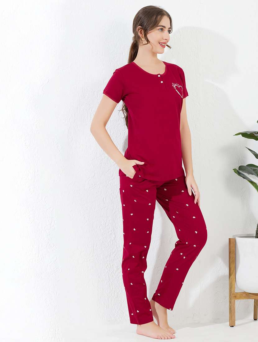 women printed nightwear pyjama set - 22183077 -  Standard Image - 2