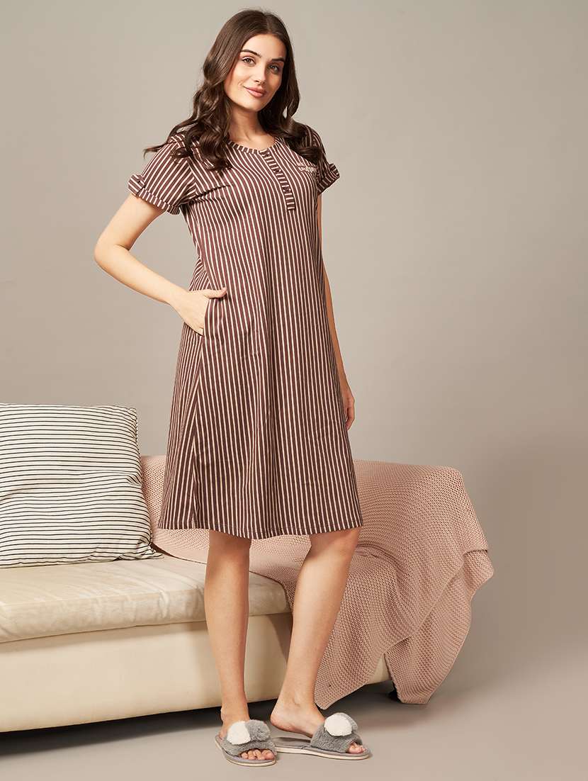 women striped short sleeve sleepshirt - 22183078 -  Standard Image - 2