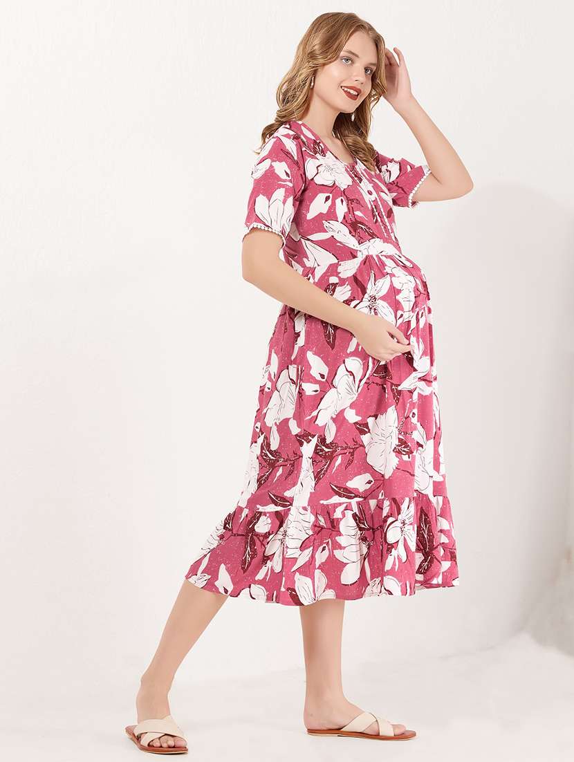 women printed short sleeve maternity wear dress - 22183081 -  Standard Image - 2