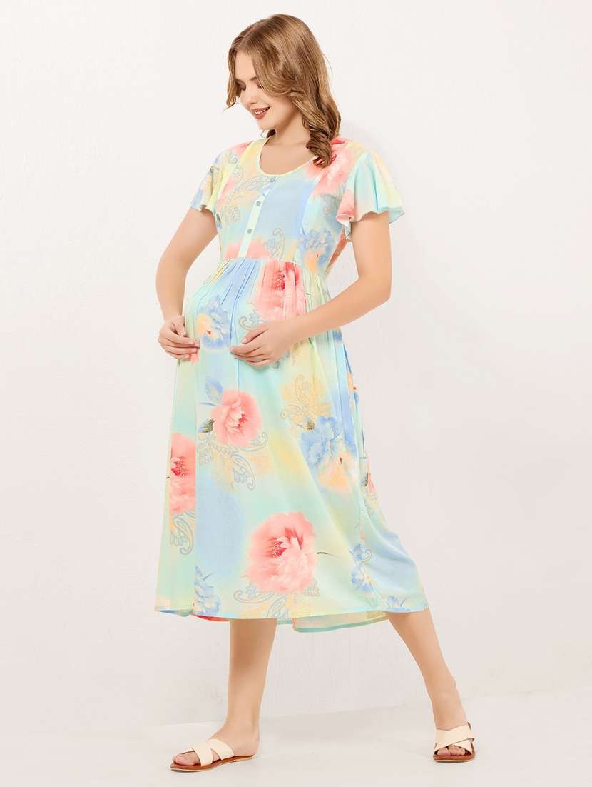 women printed short sleeve maternity wear dress - 22183083 -  Standard Image - 2