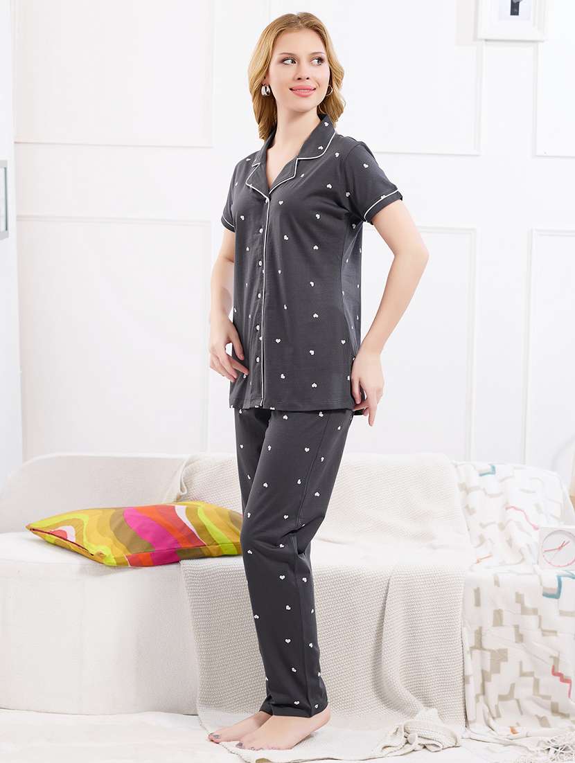 women printed nightwear pyjama set - 22183084 -  Standard Image - 2