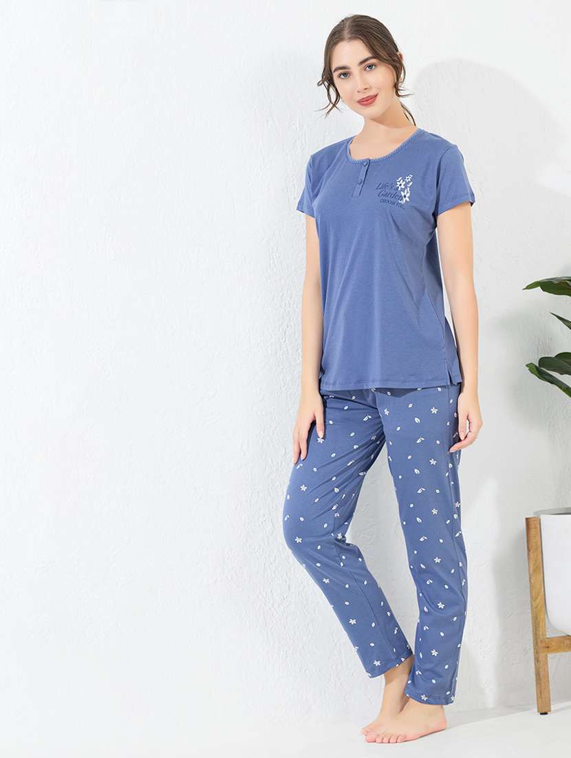 women printed nightwear pyjama set - 22183085 -  Standard Image - 2