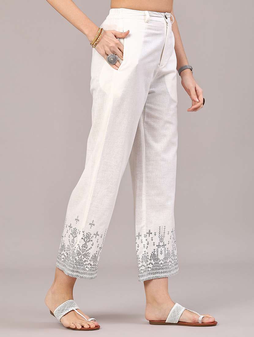 women printed high rise straight trouser - 22183146 -  Standard Image - 2