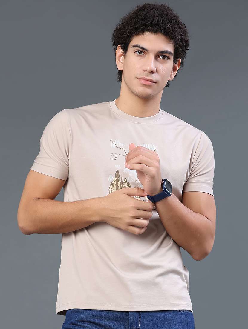 men printed round neck regular t-shirt - 22183234 -  Standard Image - 2