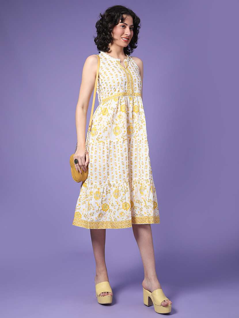 women floral sleeveless tiered ethnic dress - 22183239 -  Standard Image - 2