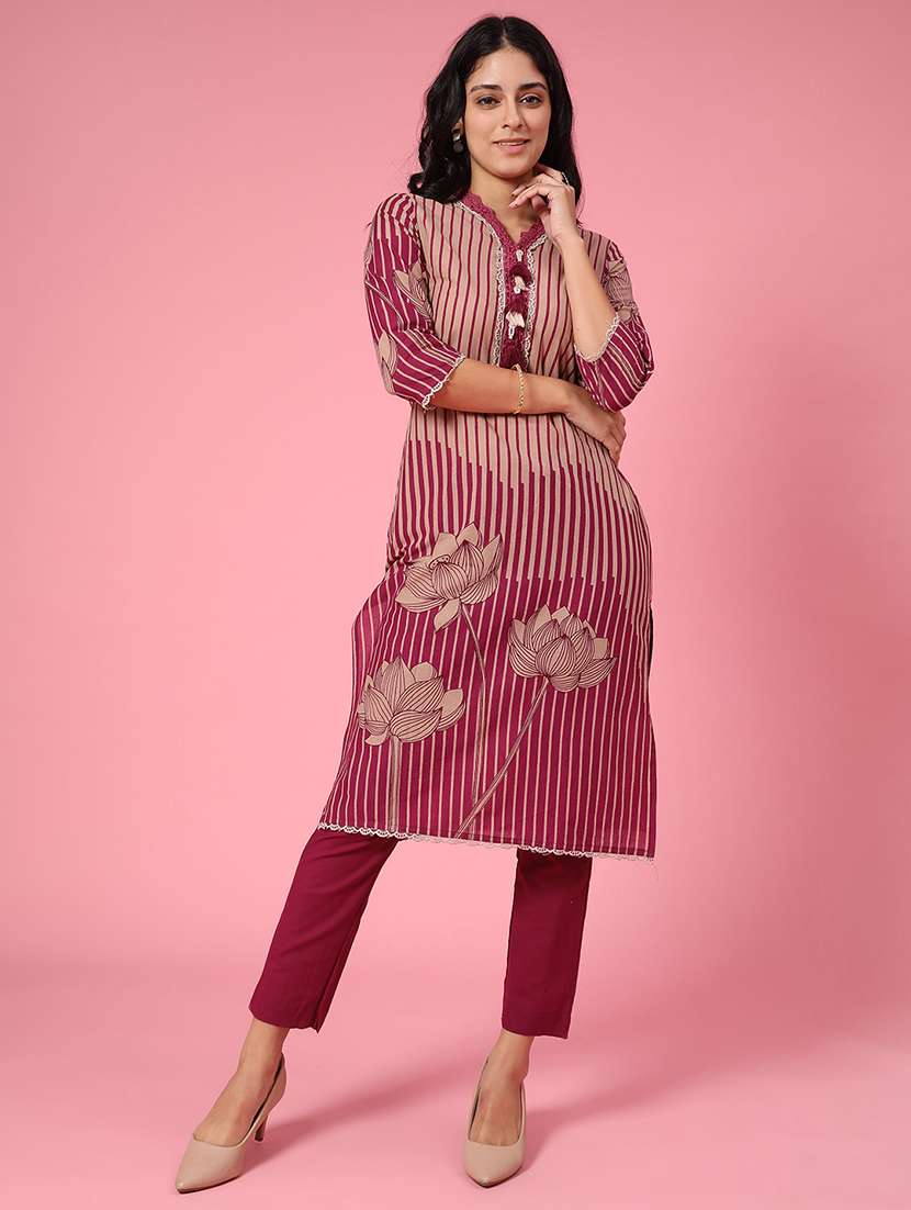 maroon cotton coord set - 22183275 -  Standard Image - 2