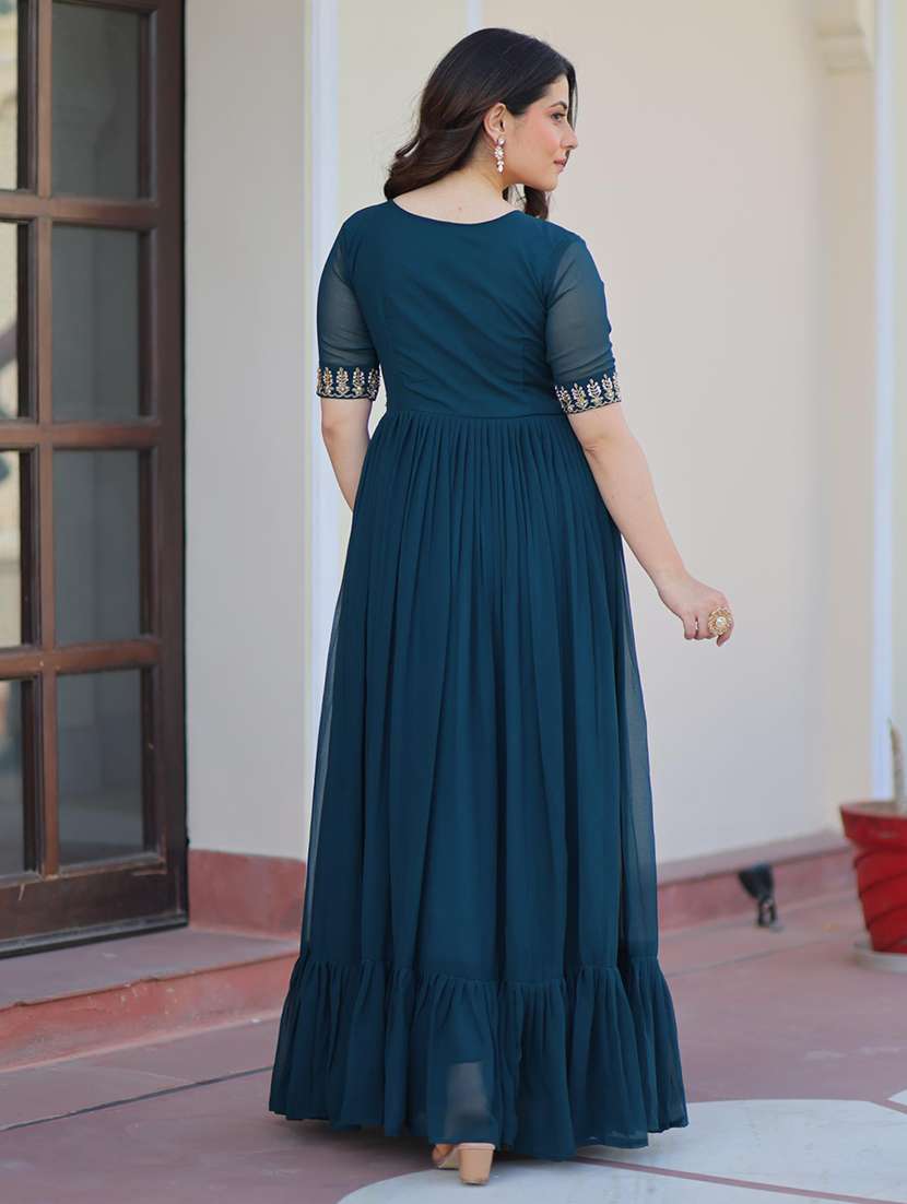 women solid with work short sleeve tiered dress - 22183286 -  Standard Image - 2