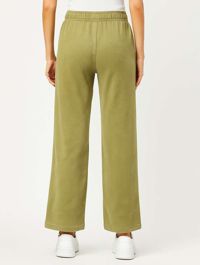 women solid high rise wide leg track pant - 22183289 -  Standard Image - 2