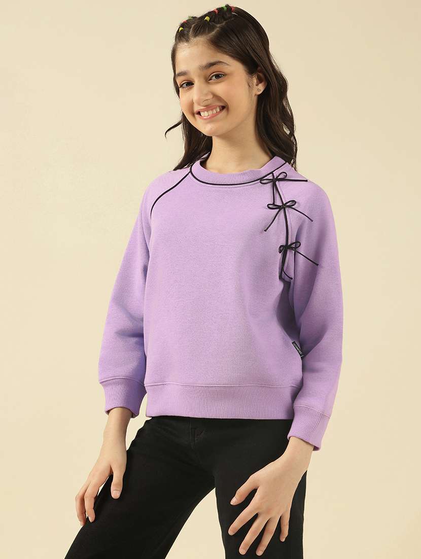girls solid long sleeve sweatshirt - 22183352 -  Standard Image - 2