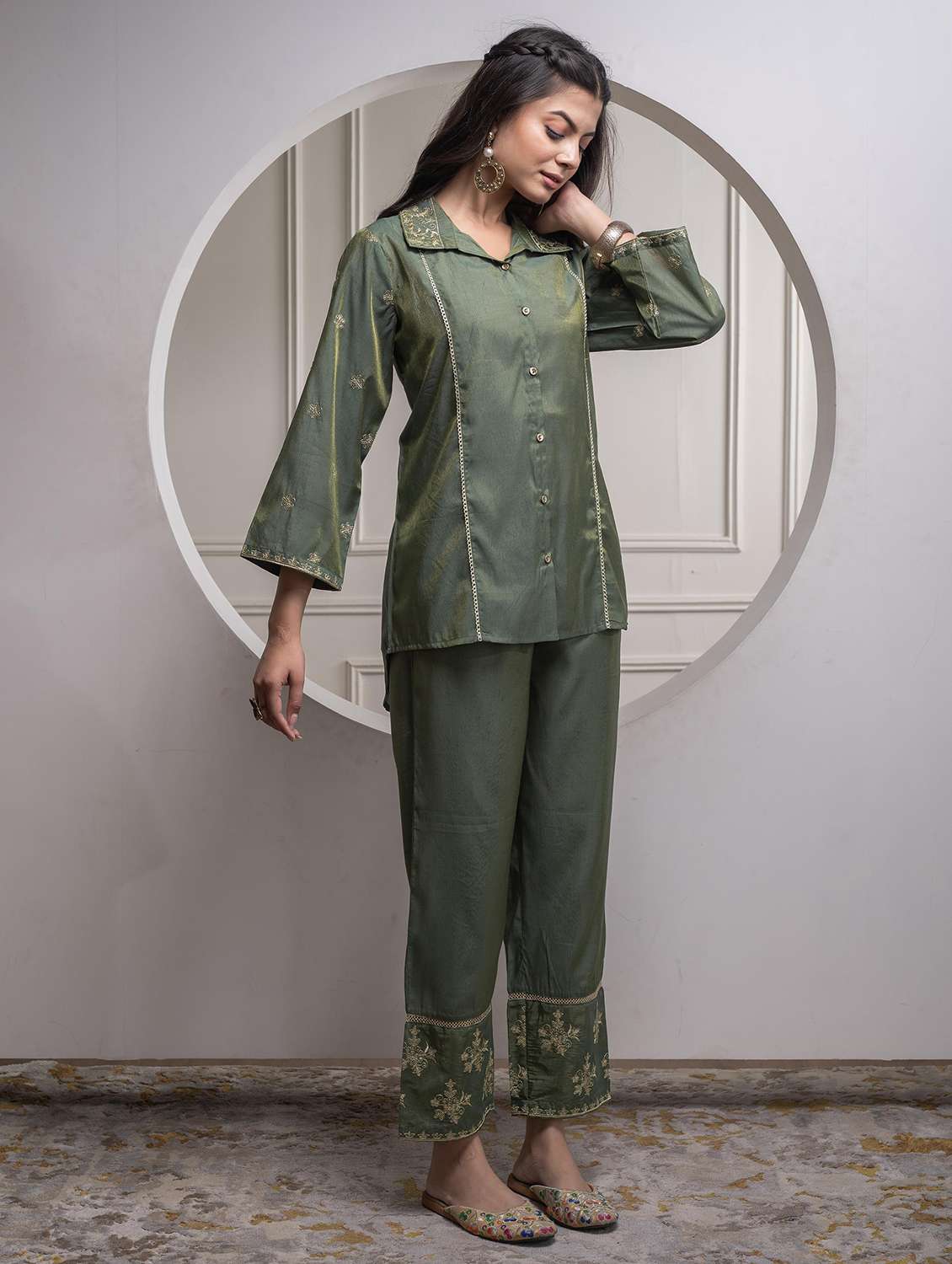 women embroidered long sleeve regular fit ethnic co-ord set - 22183378 -  Standard Image - 2