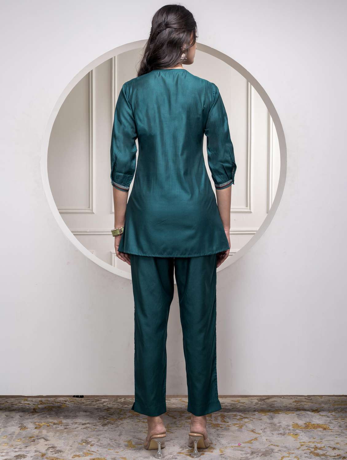 women three quarter sleeve regular fit ethnic co-ord set - 22183380 -  Standard Image - 2