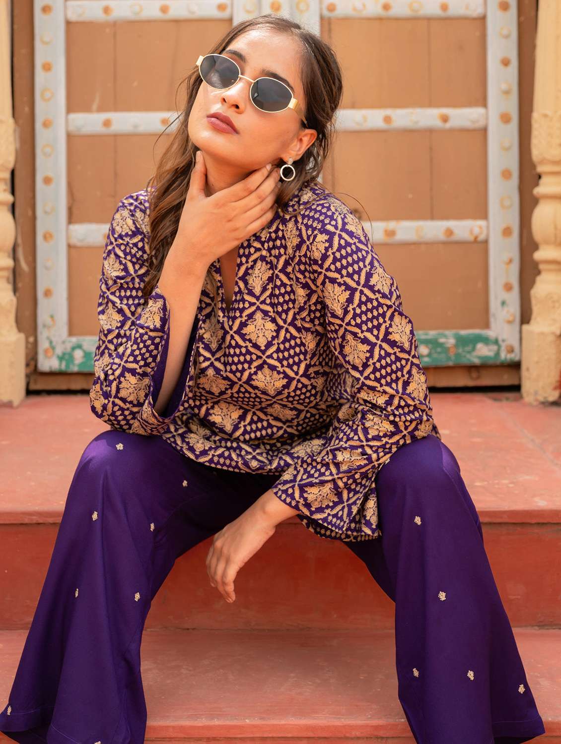 women printed long sleeve kurta pant set - 22183386 -  Standard Image - 2